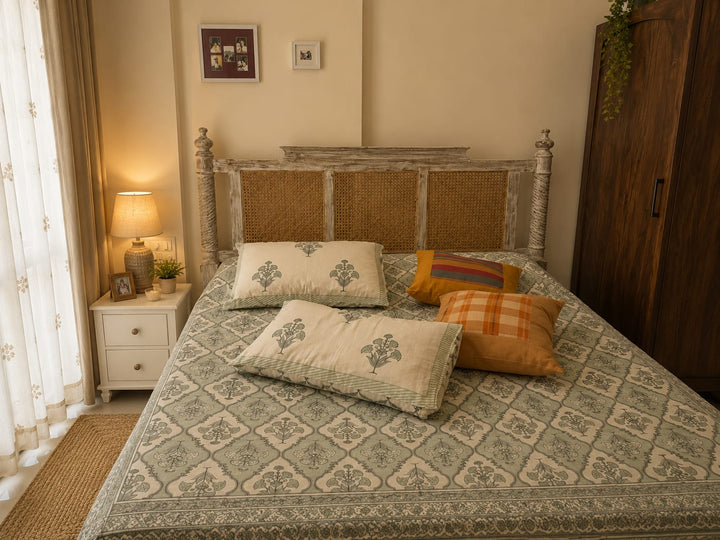 Aarav Handwoven Cane Panel Bed