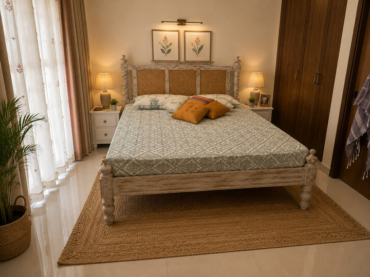 Aarav Handwoven Cane Panel Bed