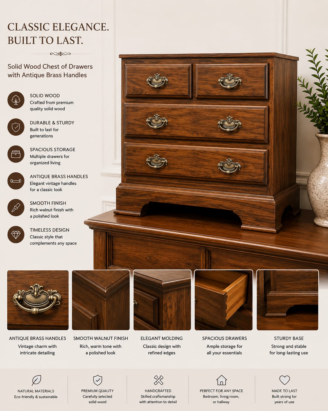 Heritage Solid Wood Chest of Drawers