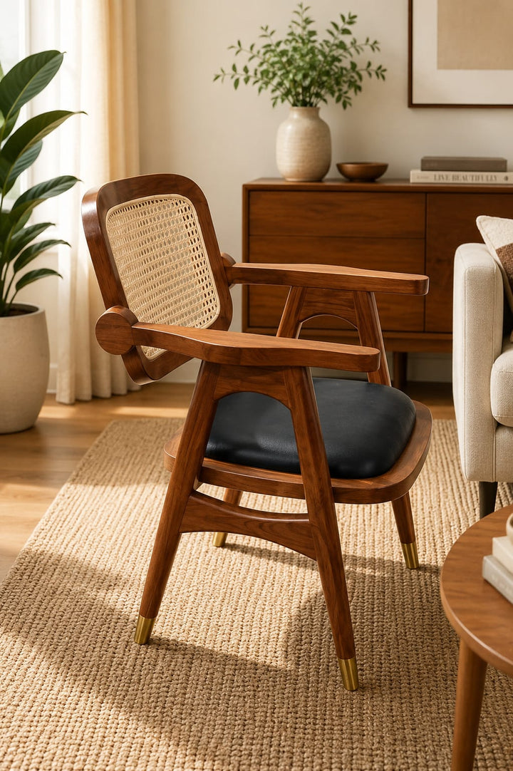 Mid-Century Cane Accent Chair