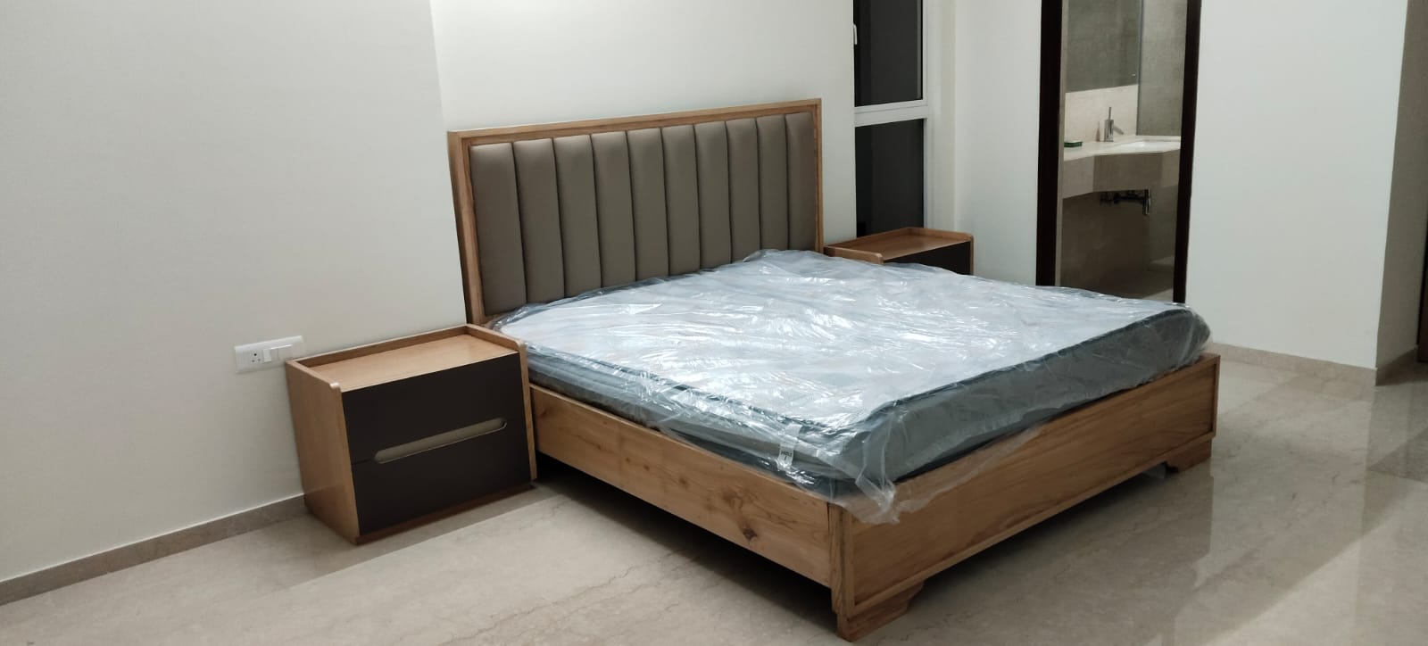 Modern Upholstered Solid Wood Bed