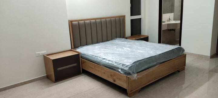 Modern Upholstered Solid Wood Bed