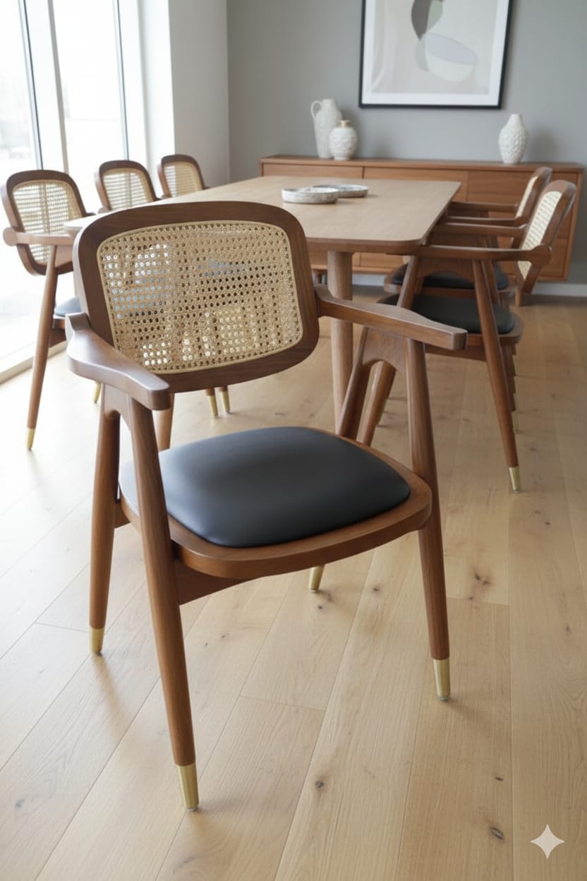 Mid-Century Cane Accent Chair