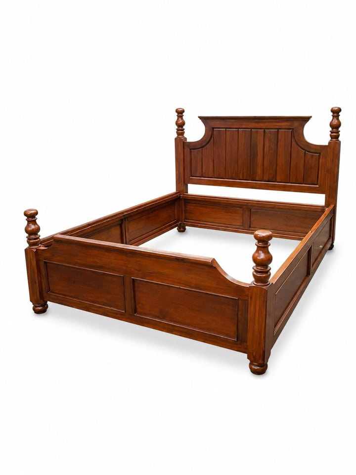 Classic Solid Wood Panel Bed