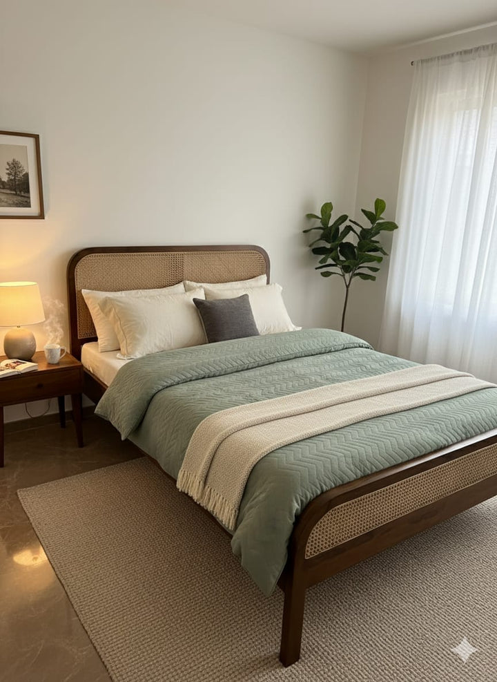 Modern Cane Panel Bed
