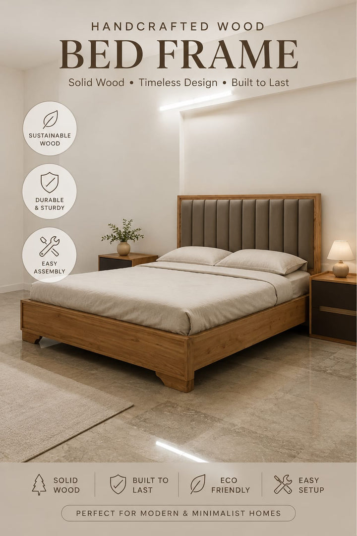 Modern Upholstered Solid Wood Bed