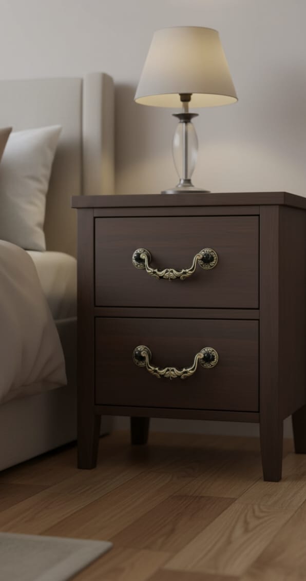 Classic Solid Wood 2-Drawer Bedside Table