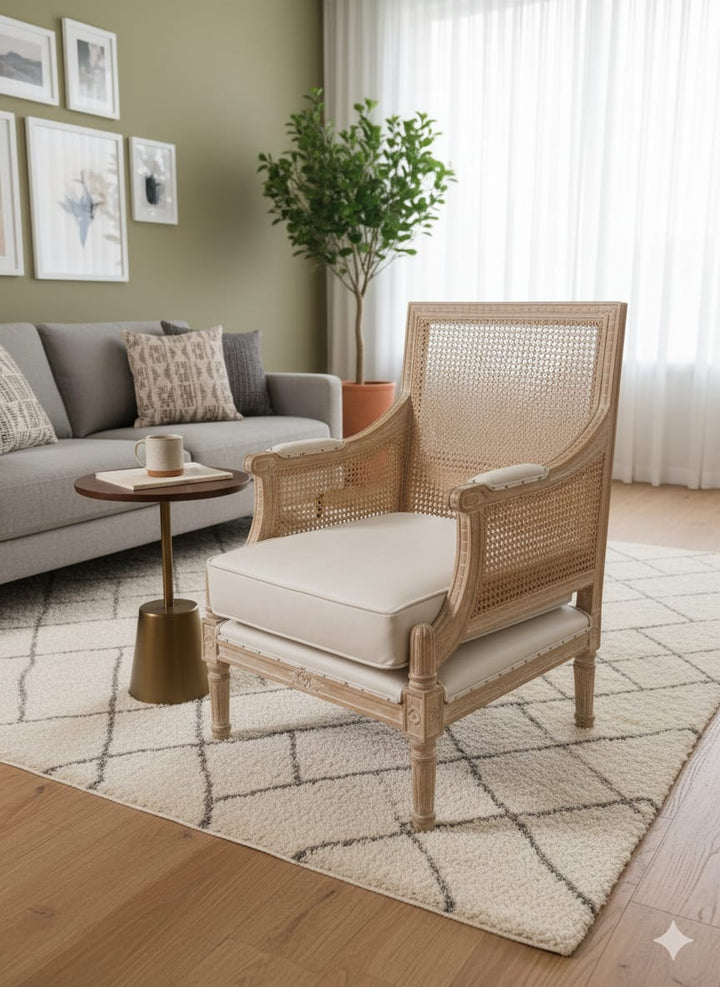 Classic Handcrafted Cane Accent Armchair