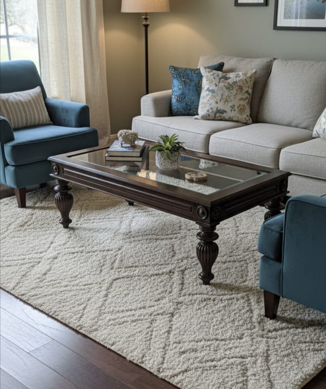Classic Glass Top Wooden Coffee Table