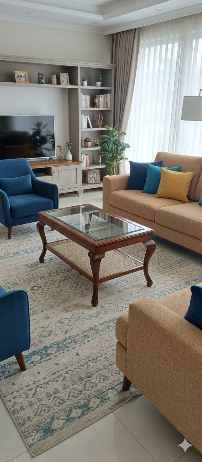 Classic Glass Top Wooden Coffee Table
